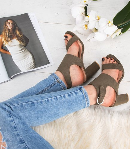 Sandałki damskie Laura Mode RG-01 Oliwkowe