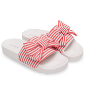 Klapki damskie Ideal Shoes T-9159 Biało-Czerw.