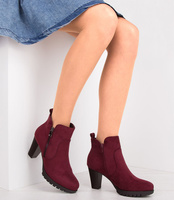 Botki damskie Laura Mode Y-030 Bordowe