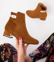 Botki damskie Abloom F820 Brązowe