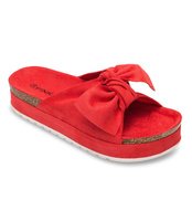 Klapki damskie z kokardą Pinkai W004 Czerwone