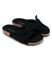 Klapki damskie z kokardą Laura Mode WL020 Czarne