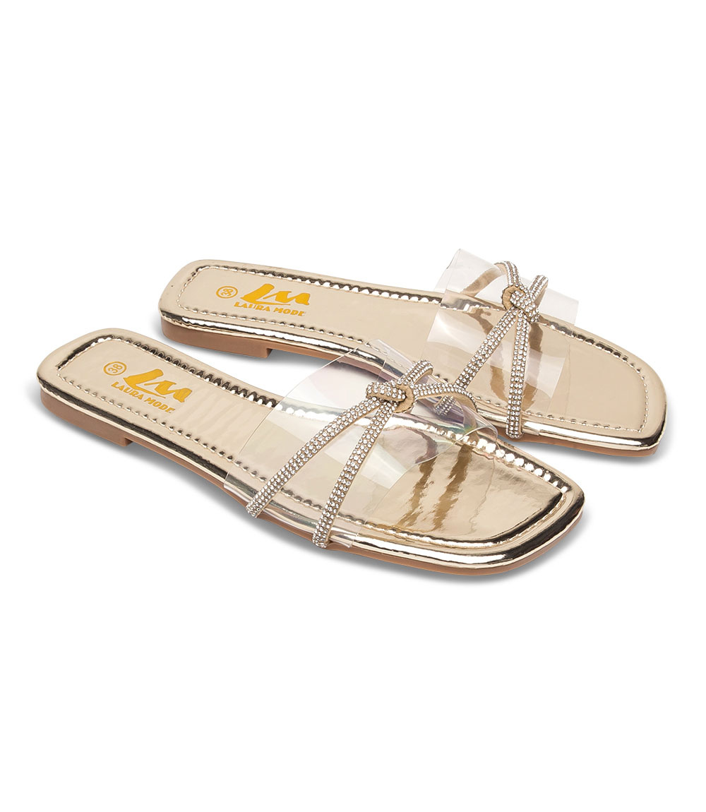 Klapki damskie Laura Mode QL-235 Złote