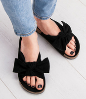 Klapki damskie z kokardą Laura Mode WL020 Czarne