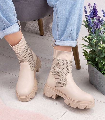 Botki damskie Sixth Sens JW133 Beżowe