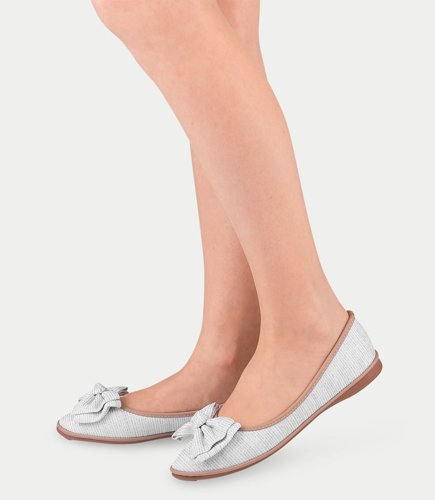 Balerinki damskie Ideal Shoes M-8805 Srebrne