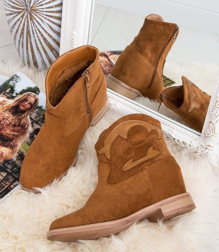 Wegańskie Kowbojki damskie Ideal Shoes G-7682 Brązowe