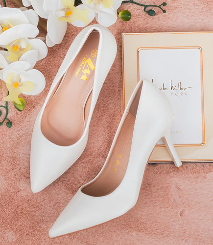 Czółenka damskie Laura Mode QL-263 Białe