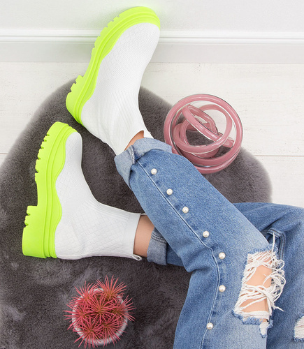 Buty sportowe N/M 88-56 Biało-Zielone