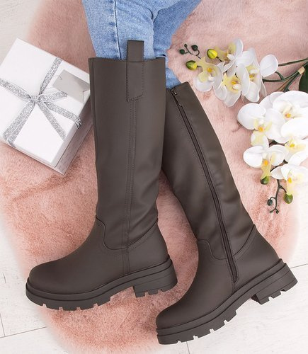 Kozaki damskie Sixth Sens JW140 Oliwkowe