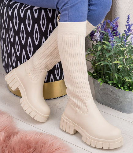 Kozaki damskie Sixth Sens JW170 Beżowe