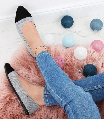 Balerinki damskie Skotnicki P-3-0565 Szaro-Czarne