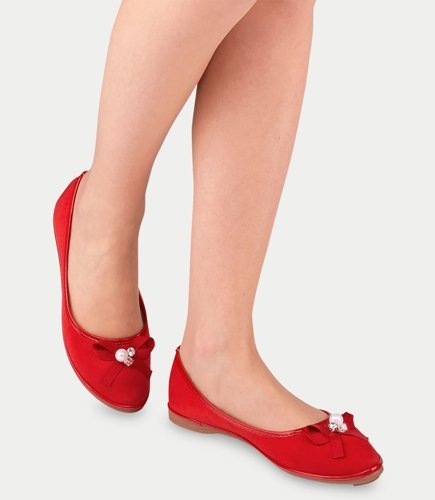 Balerinki damskie Ideal Shoes M-8806 Czerwone 