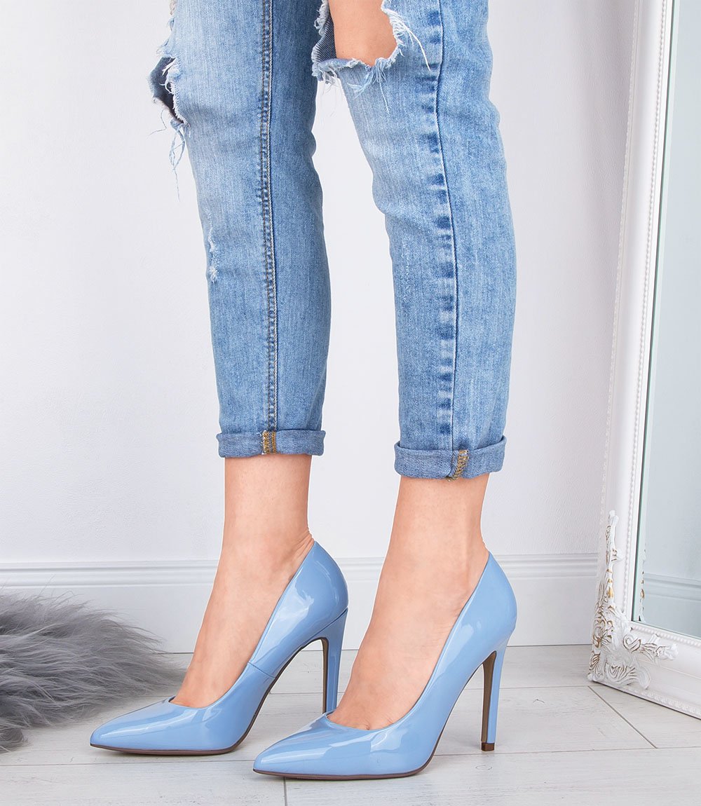 Czółenka damskie Ideal Shoes A-2927-2 Niebieskie