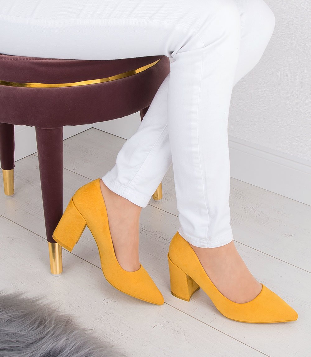 Czółenka damskie Ideal Shoes D-1232 Żółte