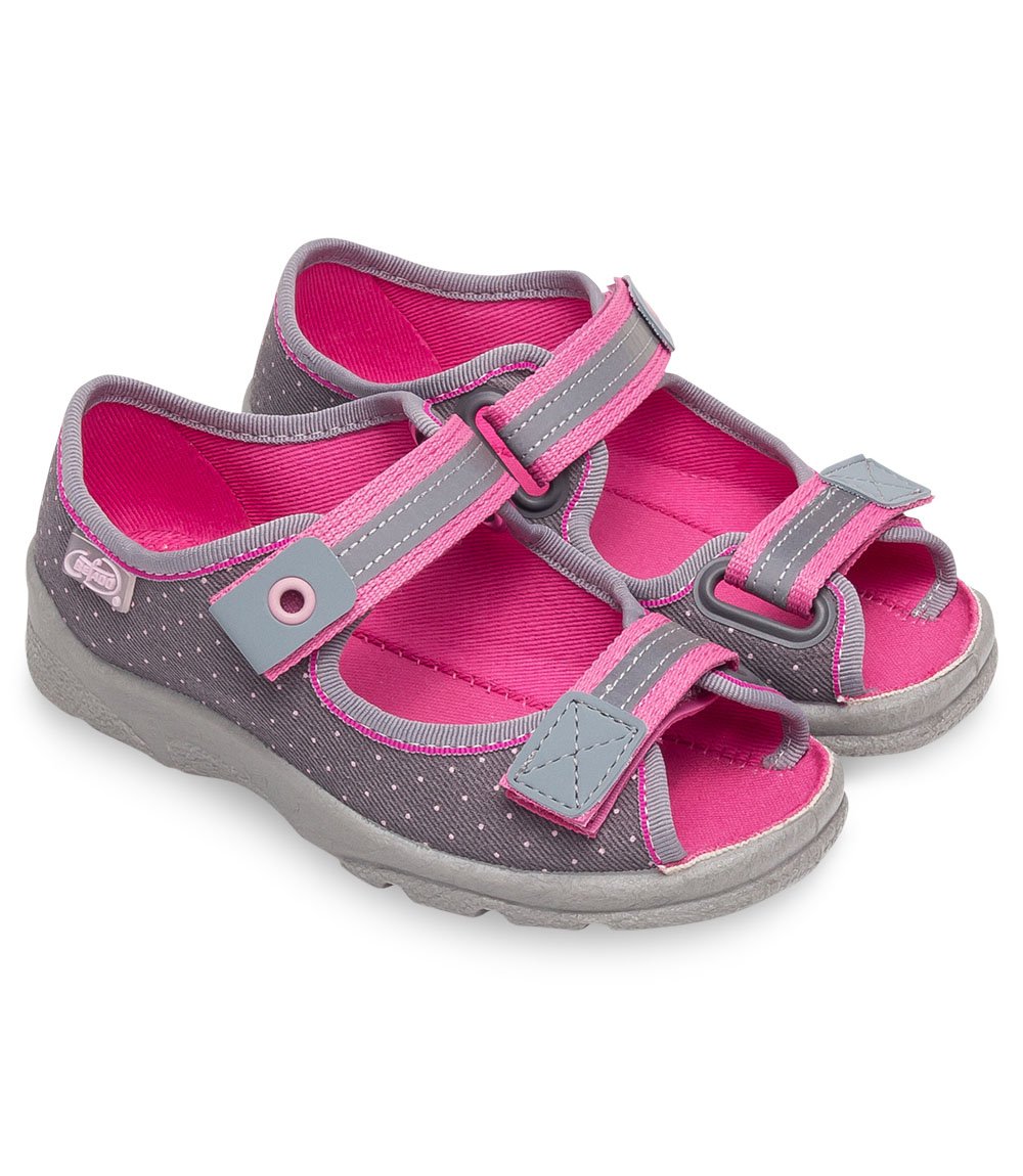 Sandałki dziecięce Befado 969X126 Szaro-Różowe